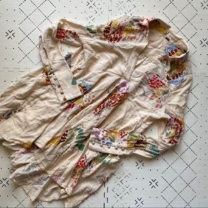 Free people cream flowy long sleeve top